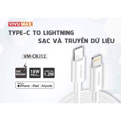 Cáp sạc nhanh Type-C to Lightning VivuMax VM-CB.I12 White