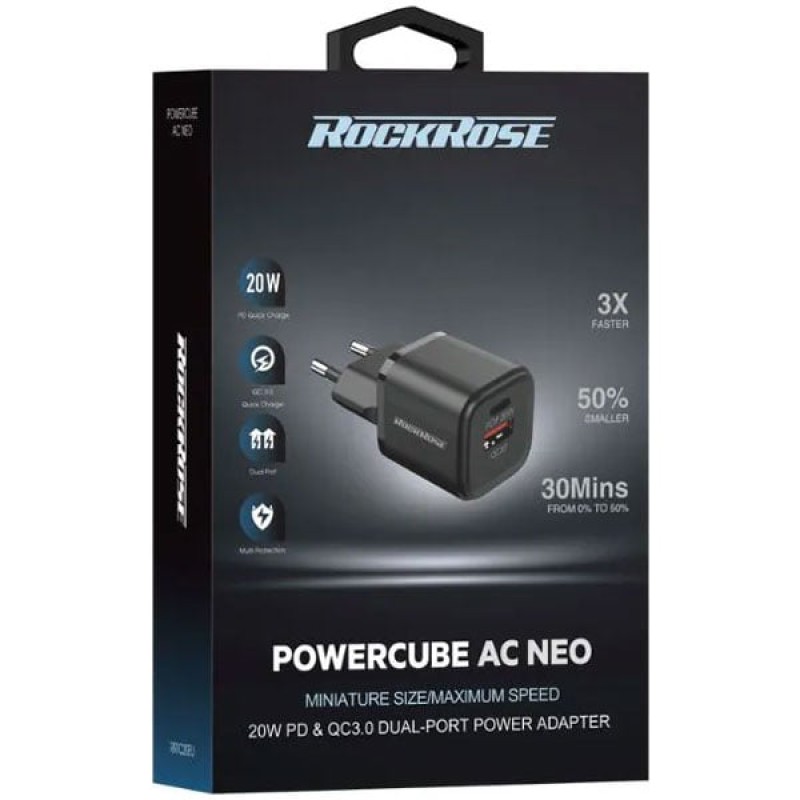 Cốc sạc nhanh 2 cổng Rockrose Powercube AC Neo (EU PLUG)