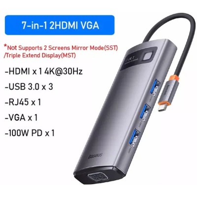 Cổng chuyển Baseus USB-C sang HDMI Hub 7in1 LVM013