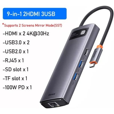 Cổng chuyển Baseus USB-C sang HDMI Hub 9in1 LVM013