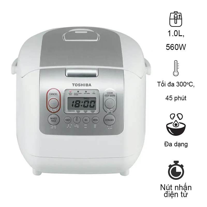 Nồi cơm điện tử Toshiba RC-10NMFVN (WT) (No.RC10NMFVN-TP)