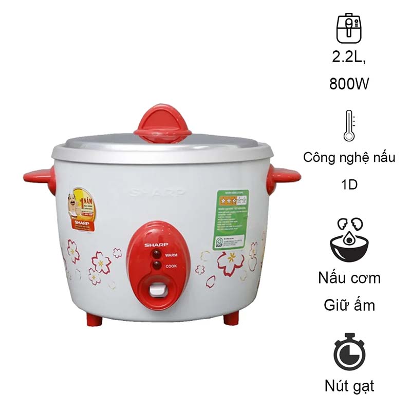 Nồi cơm điện Sharp 2.2 lít KSH-D22V (No.KSHD22V-TT)