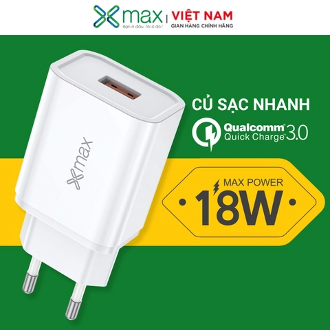 Bộ sạc nhanh 18W USB to Type-C Xmax QC3.0 XWF01C White (KG) (No.994538)