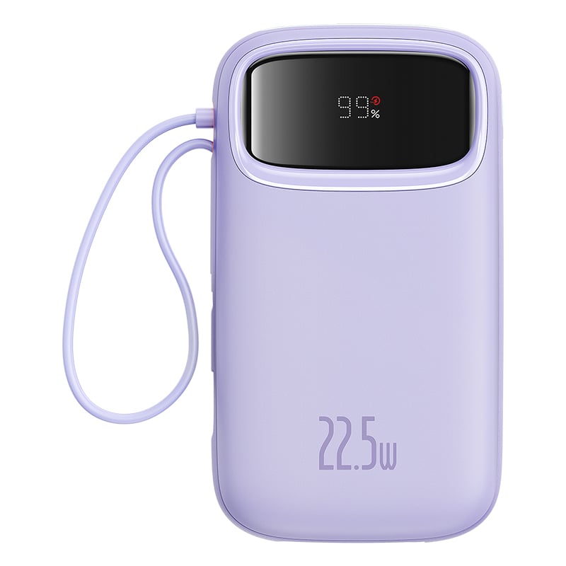 Pin sạc DP Baseus Qpow2 Dual-Cable Digital Display sạc nhanh 6932172636272 10.000mAh Purple (No.994377)